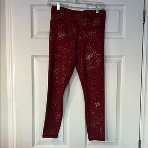 ZYIA Red Leggings with Gold Sparkle